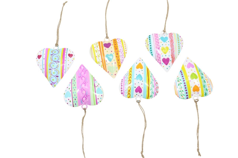 Herz mit Jute 6er Set 7 cm